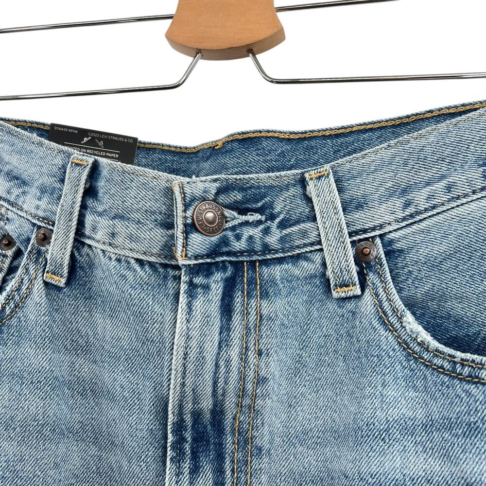 Levi's Ankle Column Skirt Please Hold Medium Wash Denim Slit Womens 31 - Picture 6 of 16
